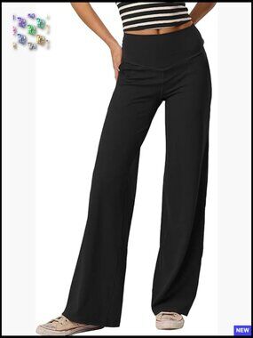 Wide Leg Yoga Pants High Waist Tummy Control Stretch Workout Leggings Pockets